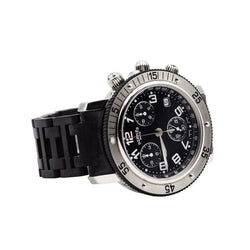 Montre HERMÈS "Clipper Chrono" en acier et caoutchouc - Castafiore