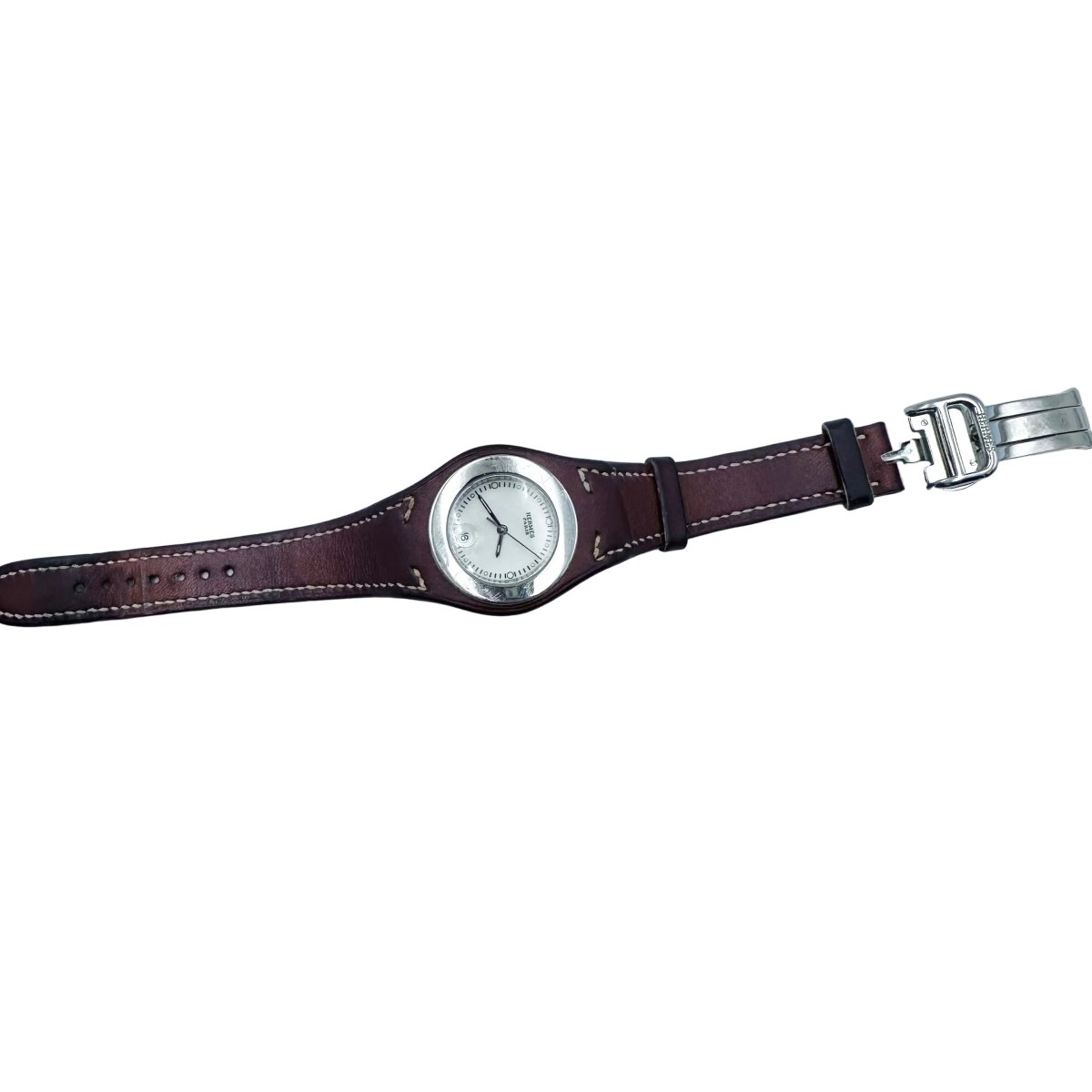 Montre HERMÈS "Harnais" en cuir et acier - Castafiore
