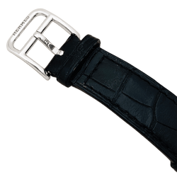 Montre HERMÈS "Heure H" en acier, nacre, cuir et diamants - Castafiore