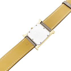 Montre HERMÈS "Heure H" en plaqué or, acier et cuir - Castafiore