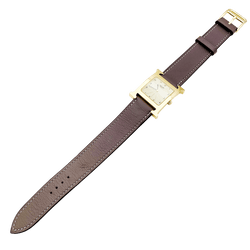Montre HERMÈS "Heure H" en plaqué or, acier et cuir - Castafiore