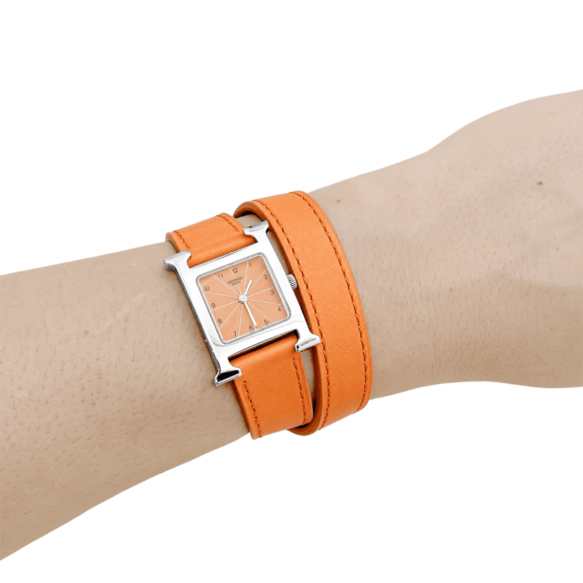Montre HERMÈS "Heure H" PM en acier et cuir - Castafiore