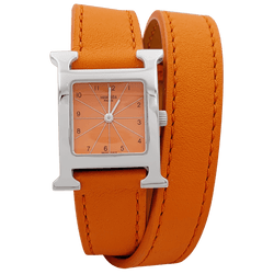 Montre HERMÈS "Heure H" PM en acier et cuir - Castafiore