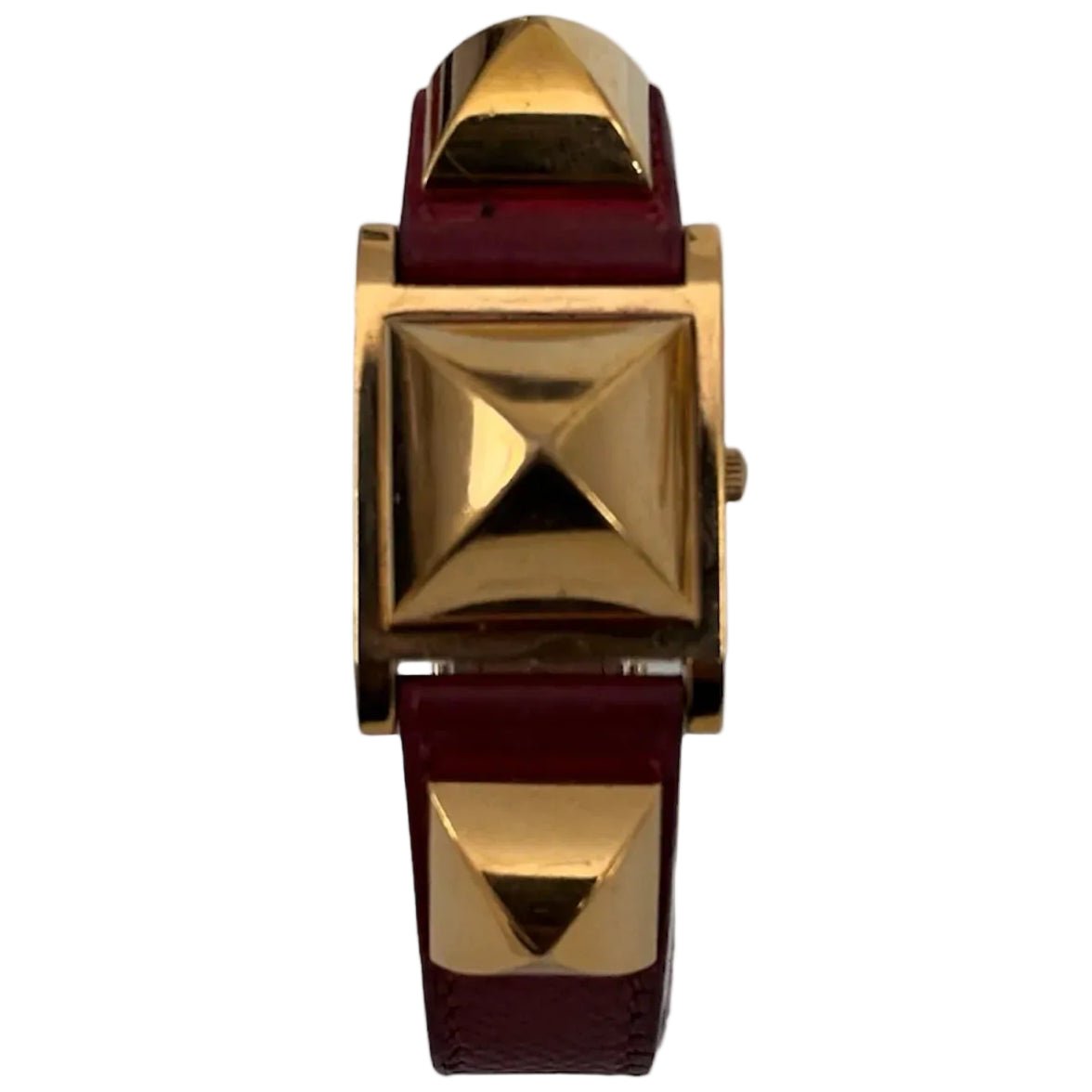 Montre HERMÈS "Médor" plaqué or et cuir - Castafiore