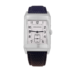 Montre JAEGER - LECOULTRE "Duoface Night & Day" en acier, argent et cuir - Castafiore