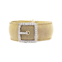 Montre JAEGER-LECOULTRE en or jaune, or blanc et diamants - Castafiore