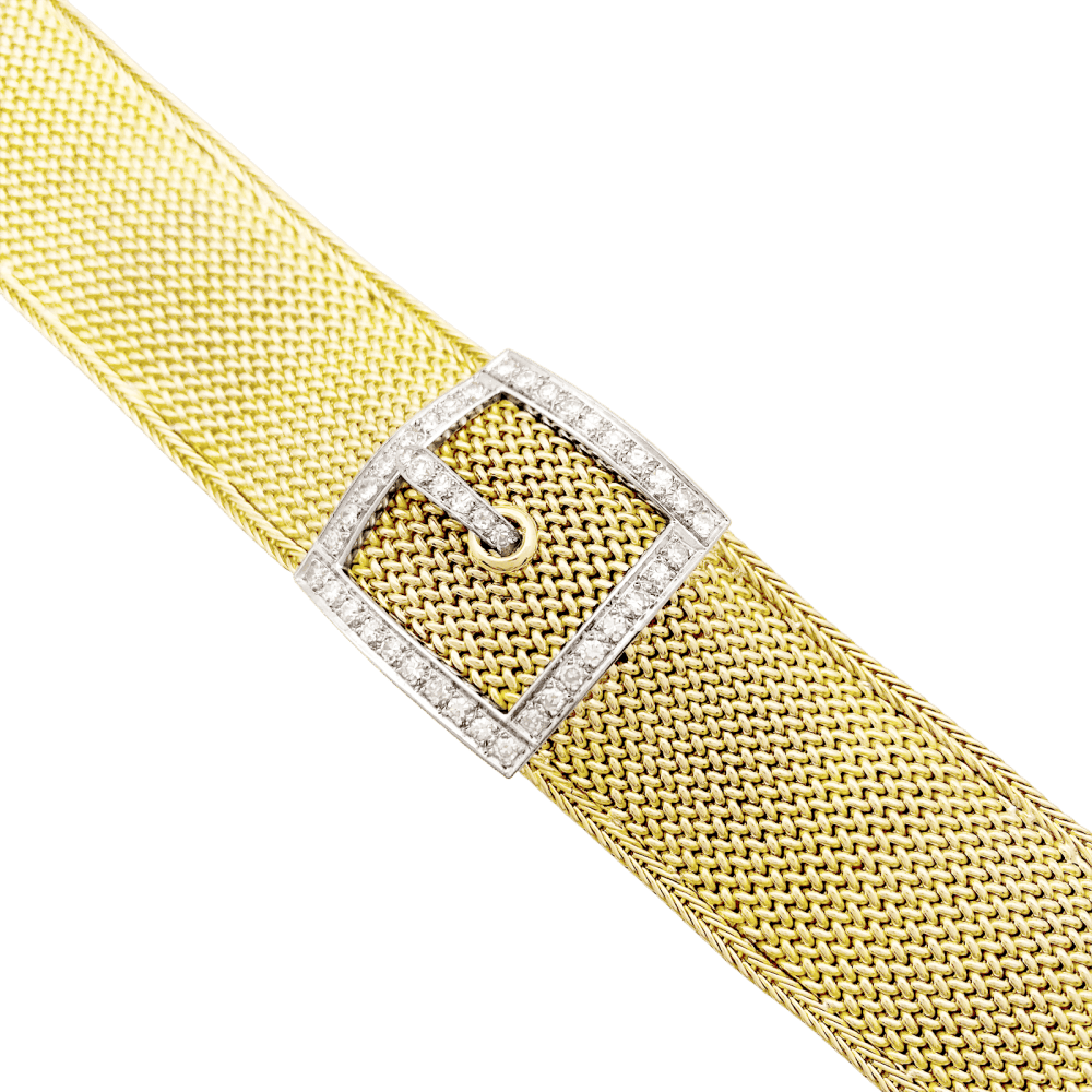 Montre JAEGER-LECOULTRE en or jaune, or blanc et diamants - Castafiore