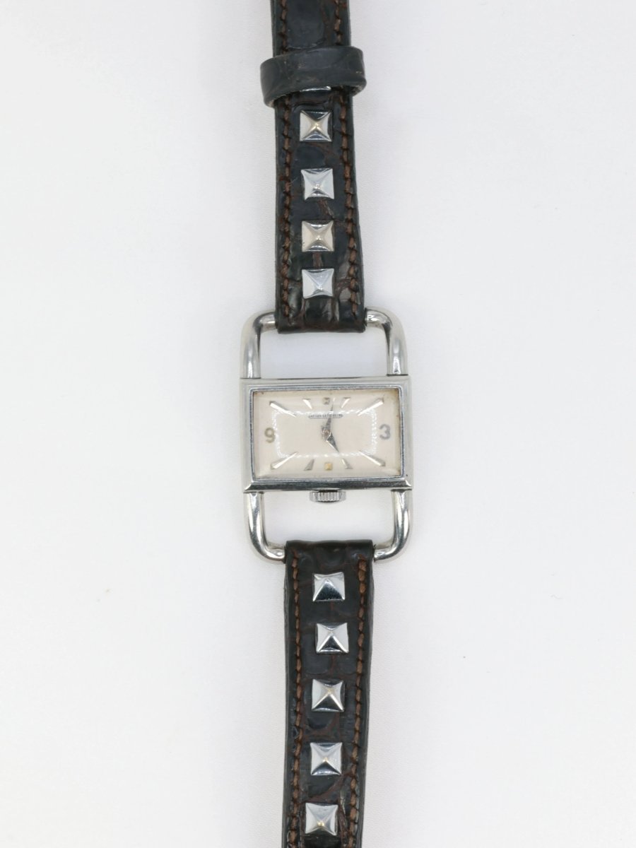 Montre Jaeger Lecoultre Etrier des années 1970 en Acier et en Cuir - Castafiore