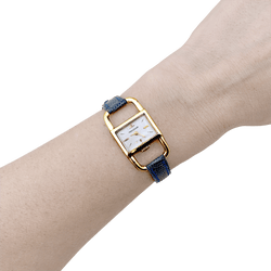 Montre JAEGER - LECOULTRE "Etrier" en or jaune et cuir - Castafiore