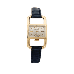 Montre JAEGER - LECOULTRE, "Etrier", en or rose et cuir - Castafiore