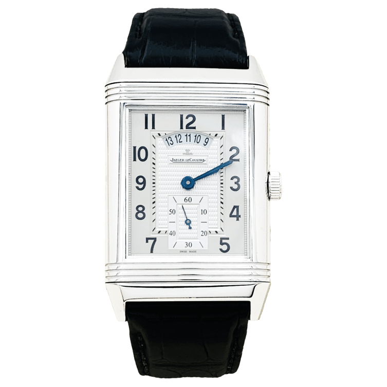 Montre JAEGER - LECOULTRE "Grande Rverso 986 Duodate" en acier et cuir - Castafiore