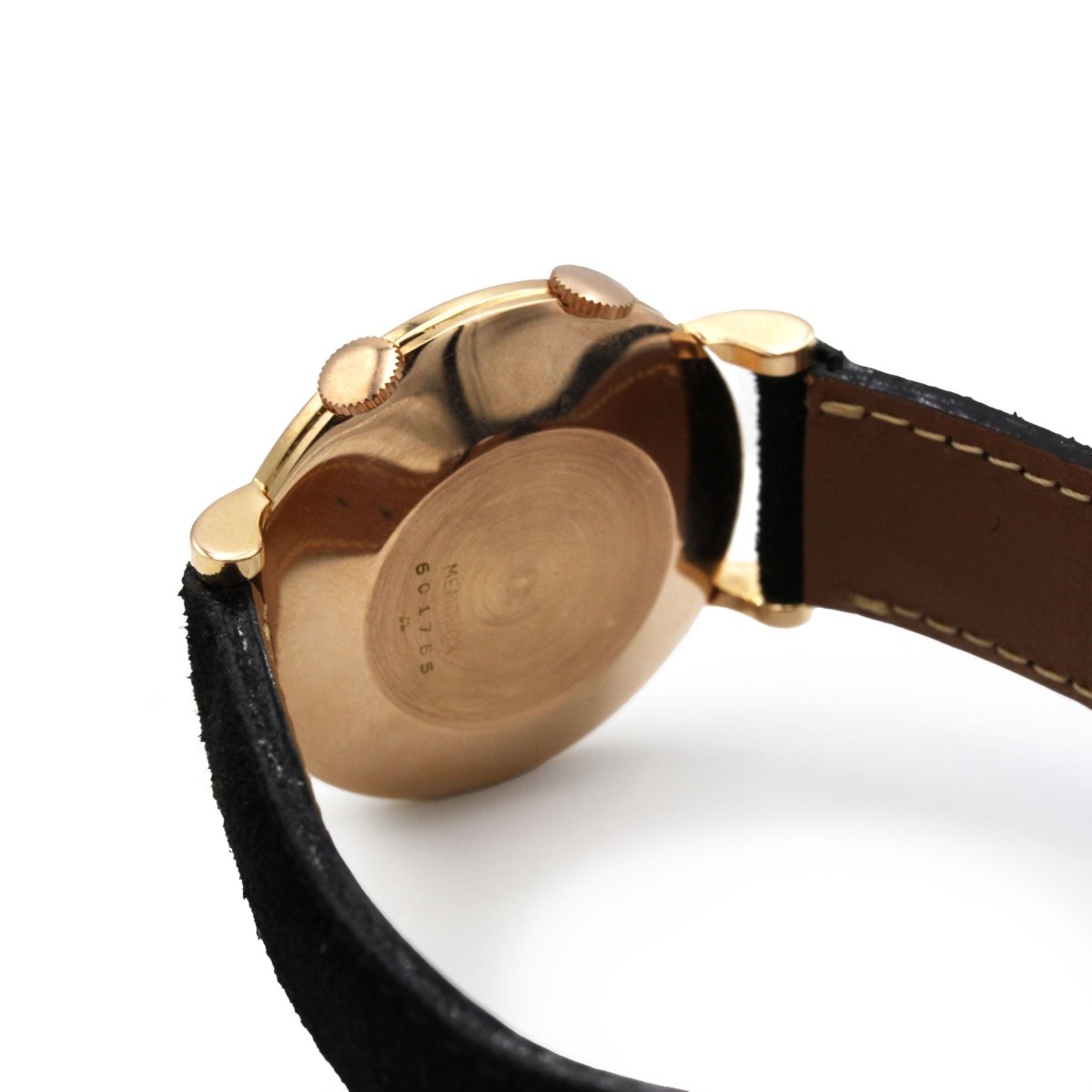 Montre JAEGER - LECOULTRE "Memovox" en or rose, argent et velours - Castafiore