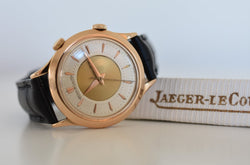Montre JAEGER - LECOULTRE "Memovox" en or rose et cuir - Castafiore