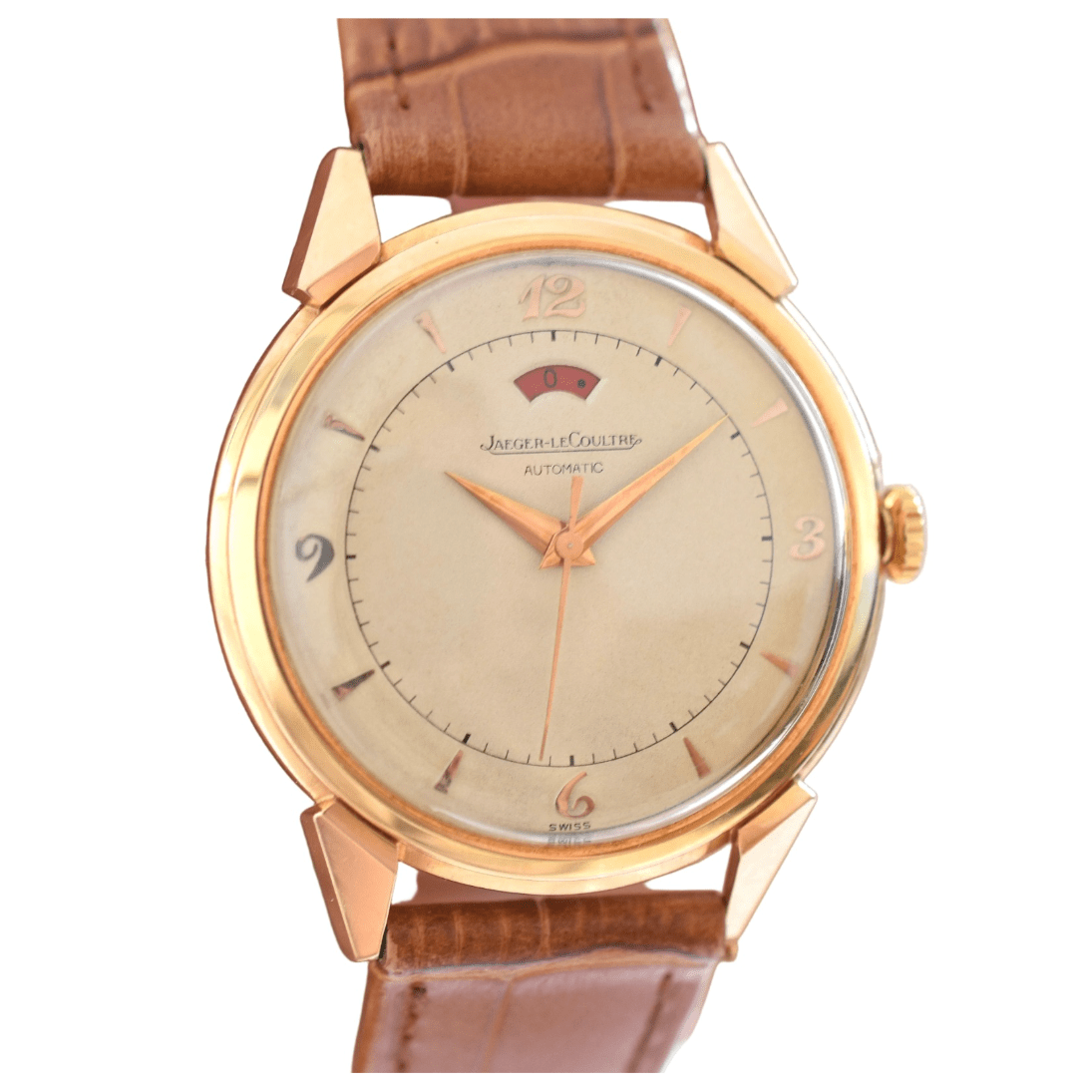 Montre JAEGER-LECOULTRE "Power Reserve 40h" en or rose et cuir - Castafiore