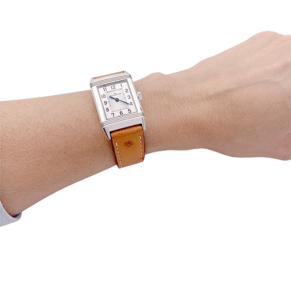 Montre JAEGER LECOULTRE, "Reverso Classic", acier, cuir. - Castafiore