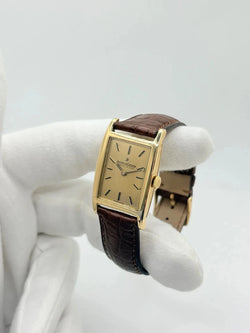 Montre JAEGER-LECOULTRE "Tank Vintage" en or jaune, acier et cuir - Castafiore