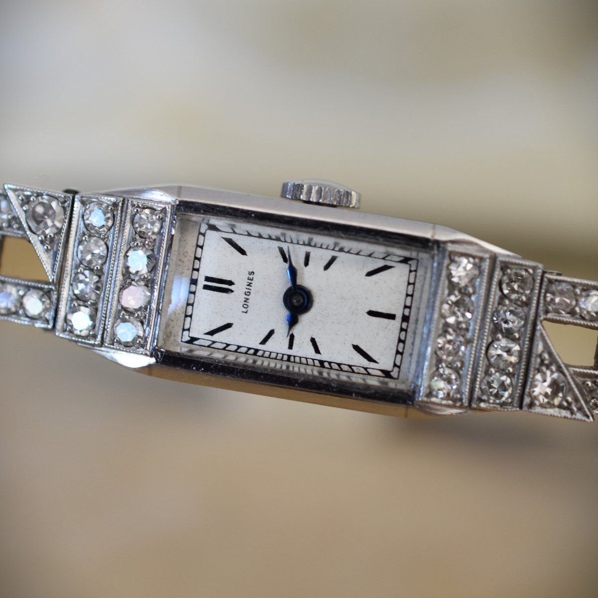 Montre LONGINES en platine, acier et diamants - Castafiore