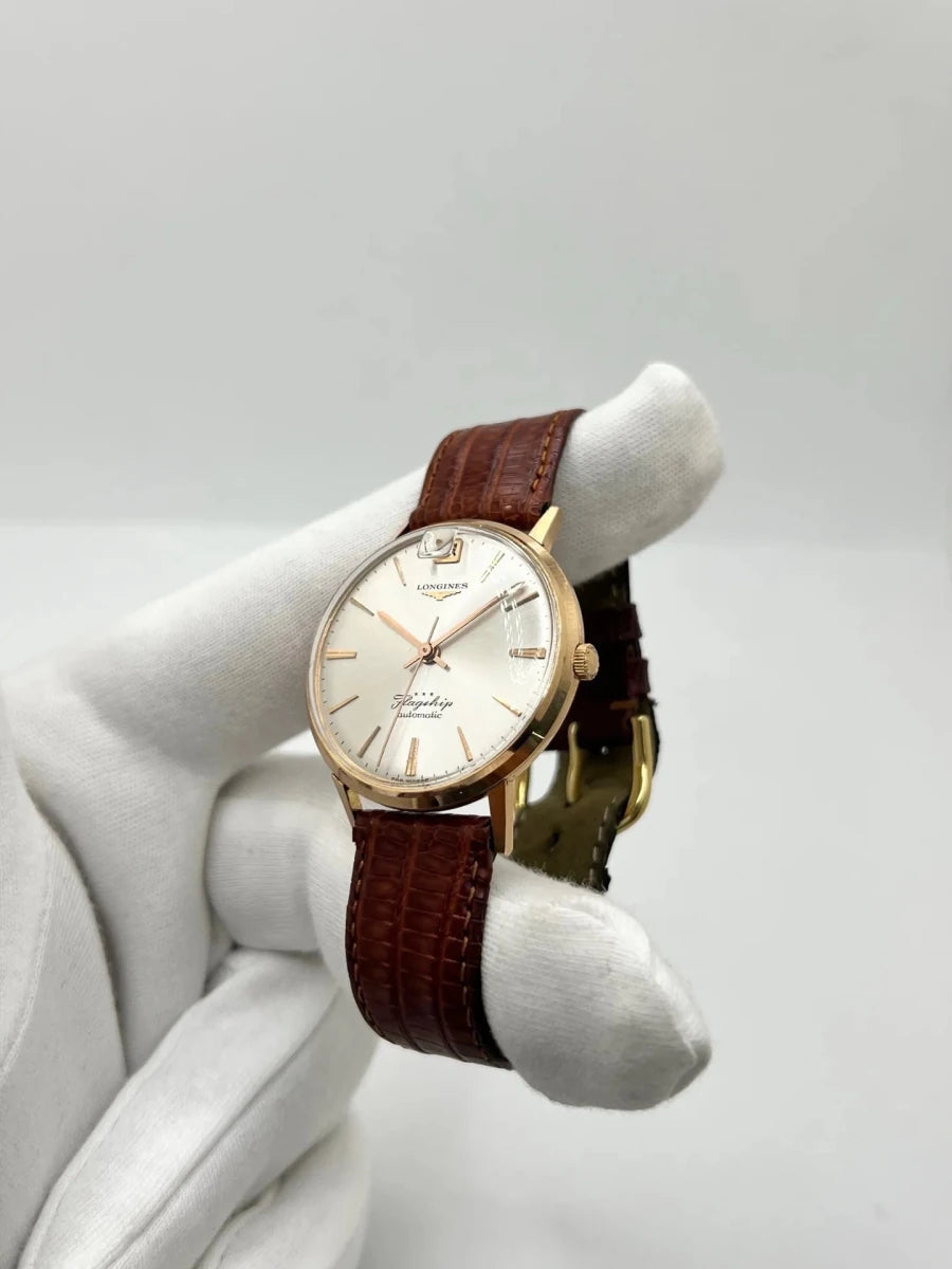 Montre LONGINES "Flagship" en or rose, acier et cuir - Castafiore