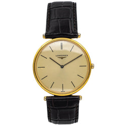 Montre LONGINES "La Grande Classique" en plaqué or, cuir et quartz - Castafiore