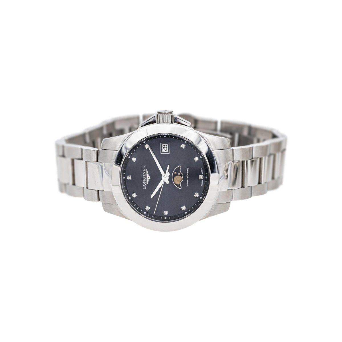 Montre LONGINES "PrimaLuna" en acier et diamants - Castafiore