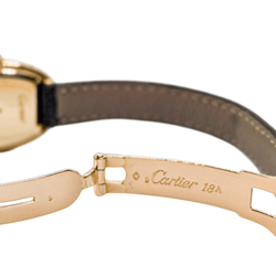 Montre Mécanique CARTIER "Baignoire" en or jaune, cuir et saphir - Castafiore