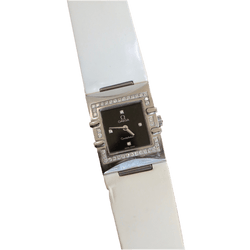 Montre OMEGA "Constellation Quadra" en or jaune, acier, cuir et diamants - Castafiore