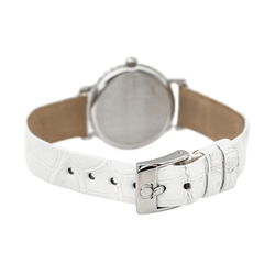Montre OMEGA en or blanc, acier, cuir et diamant - Castafiore