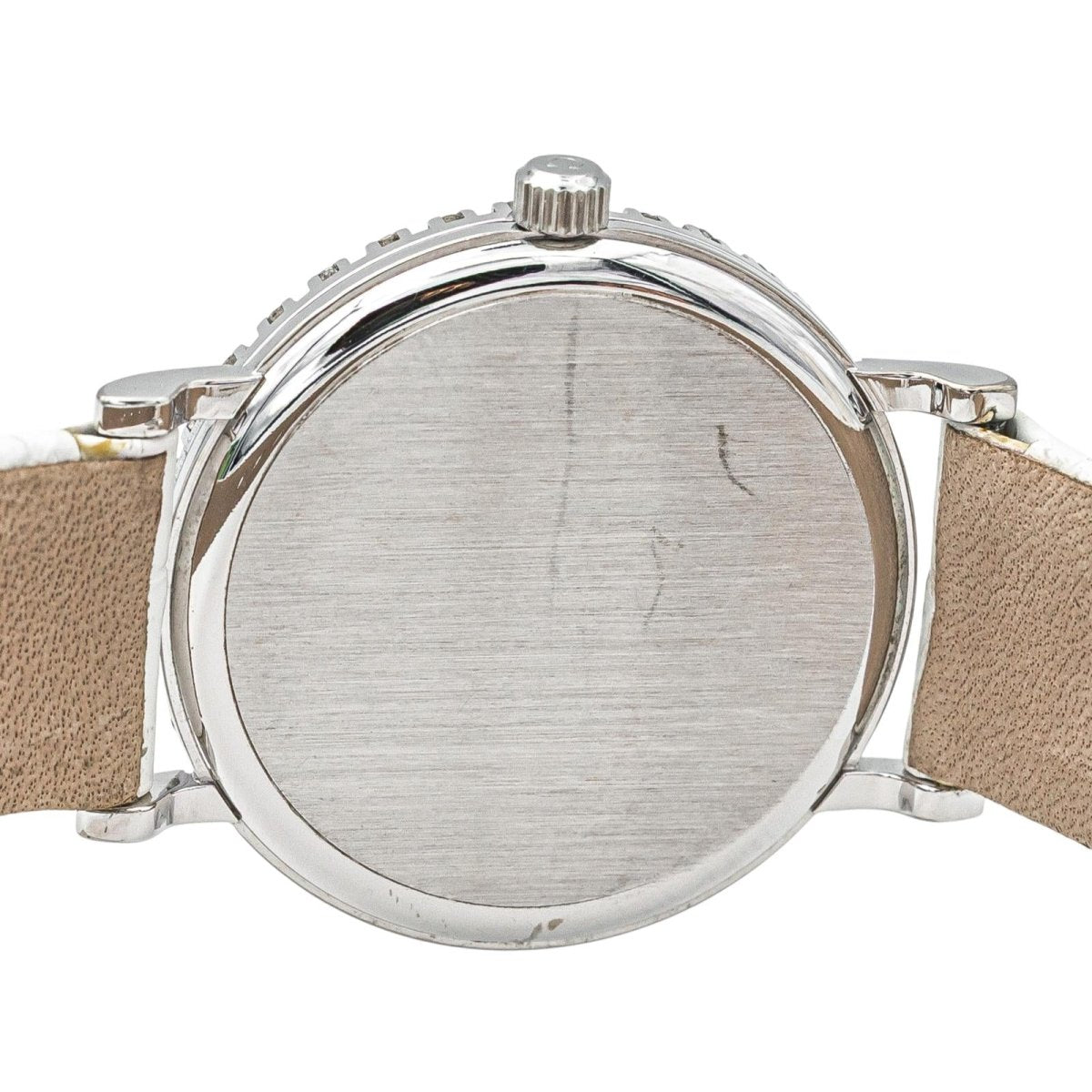 Montre OMEGA en or blanc, acier, cuir et diamant - Castafiore