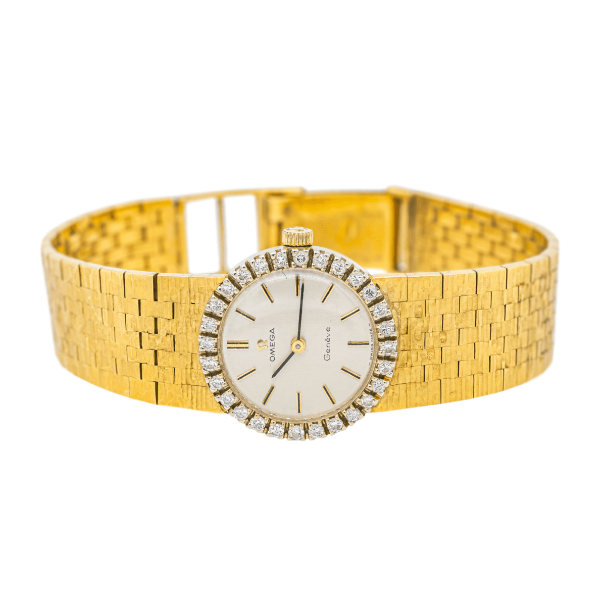 Montre OMEGA en or jaune, saphir et diamants - Castafiore