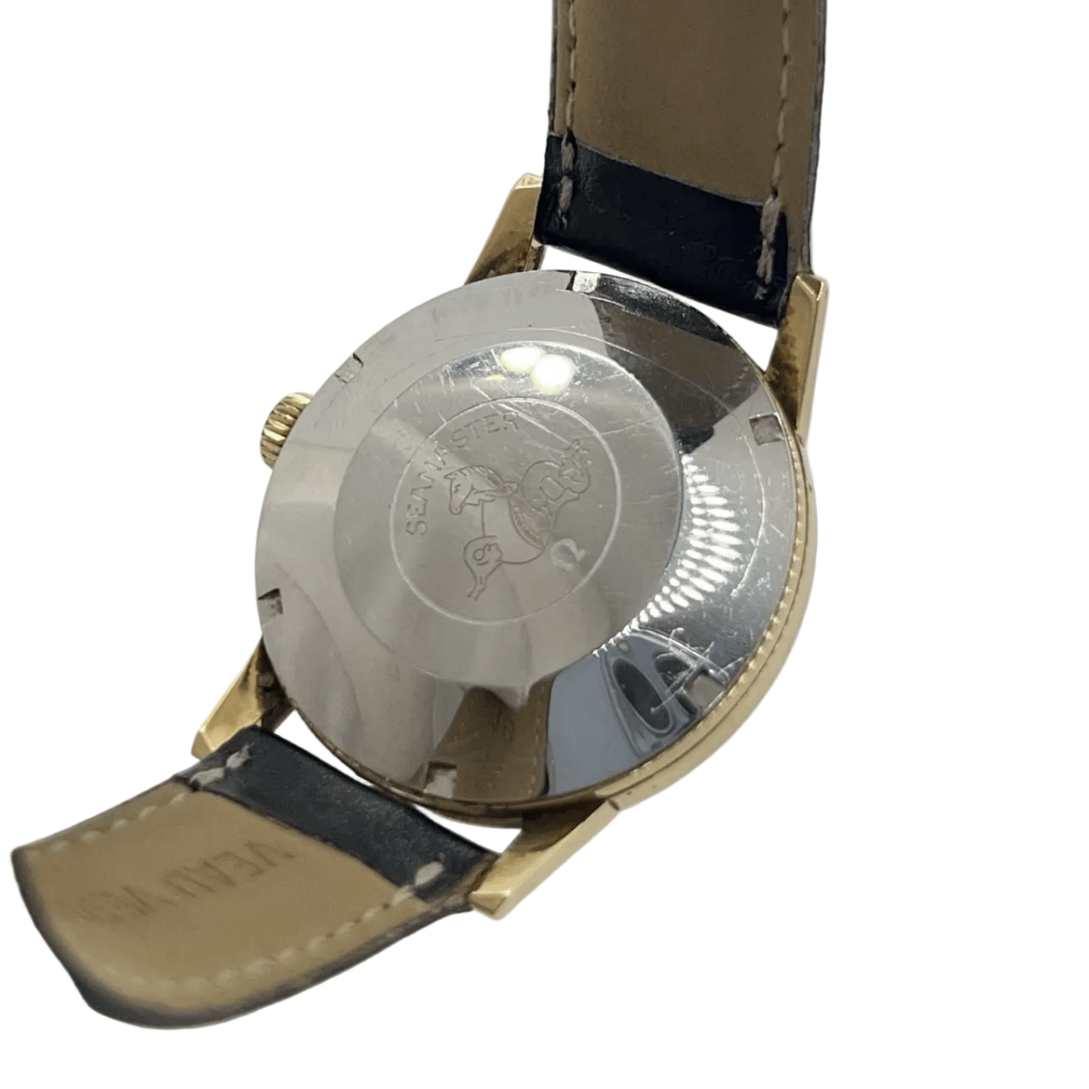 Montre OMEGA "Seamaster 300" en acier et cuir - Castafiore
