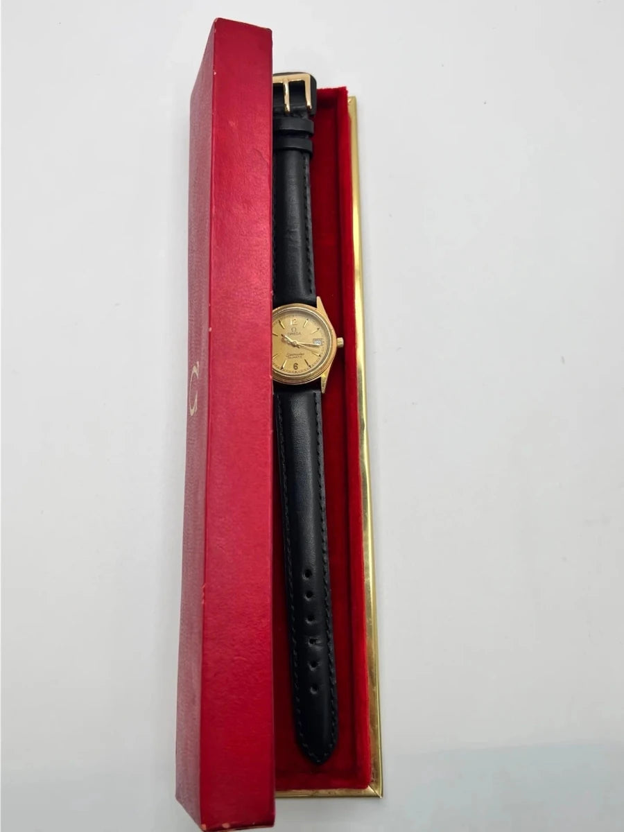 Montre OMEGA "Seamaster" plaqué or, acier et cuir - Castafiore