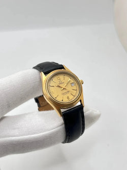 Montre OMEGA "Seamaster" plaqué or, acier et cuir - Castafiore