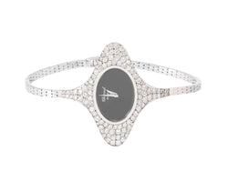 Montre ovale Or gris diamants Chopard année 1970 - Castafiore
