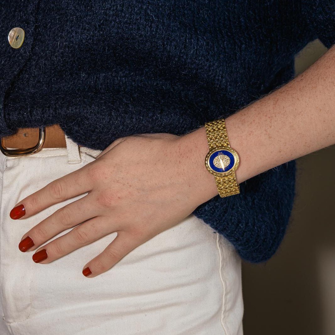 Montre PIAGET en or jaune, lapis - lazuli et diamants - Castafiore
