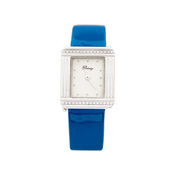 Montre POIRAY, "Ma Première" en acier et diamants sur cuir. - Castafiore