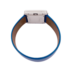 Montre POIRAY, "Ma Première" en acier et diamants sur cuir. - Castafiore