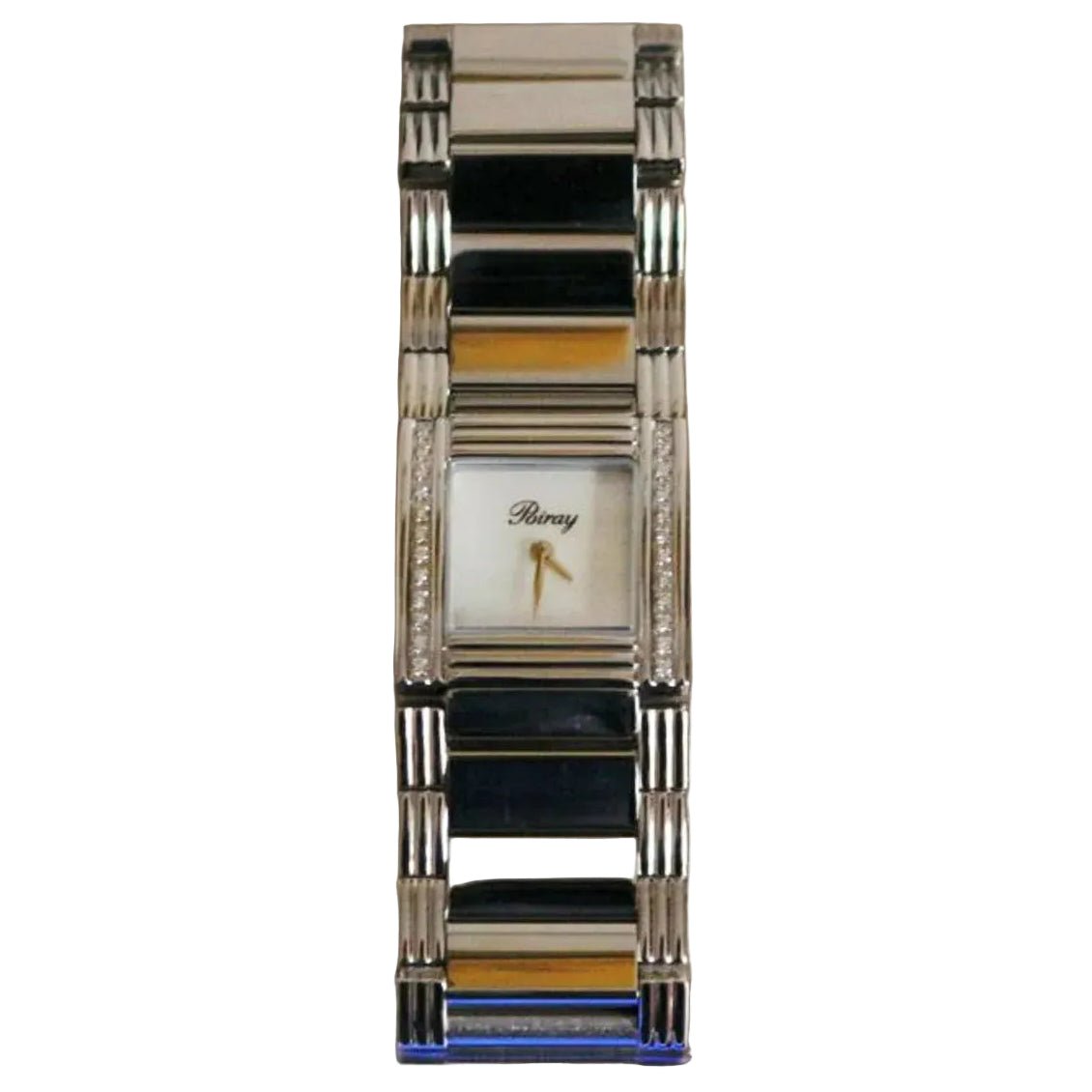Montre POIRAY "Ma Première Manchette" en acier, nacre, quartz et diamants - Castafiore