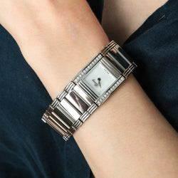Montre POIRAY "Ma Première Manchette" en acier, nacre, quartz et diamants - Castafiore