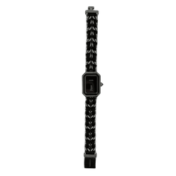 Montre Quartz CHANEL "Première" en acier et cuir noir - Castafiore