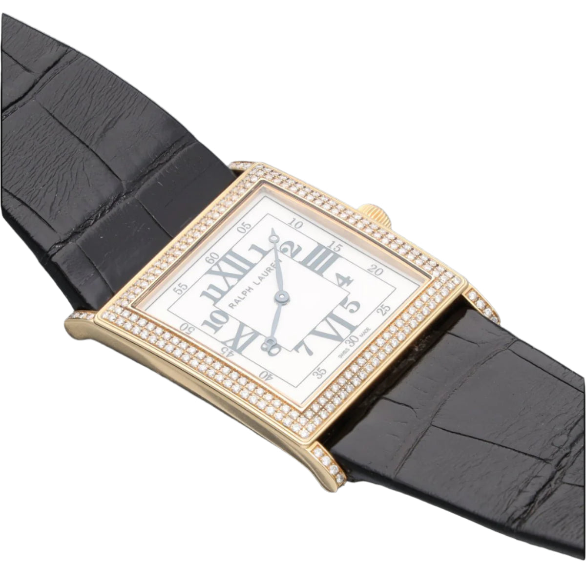 Montre RALPH LAUREN "Collection 867" en or rose, cuir et diamants - Castafiore