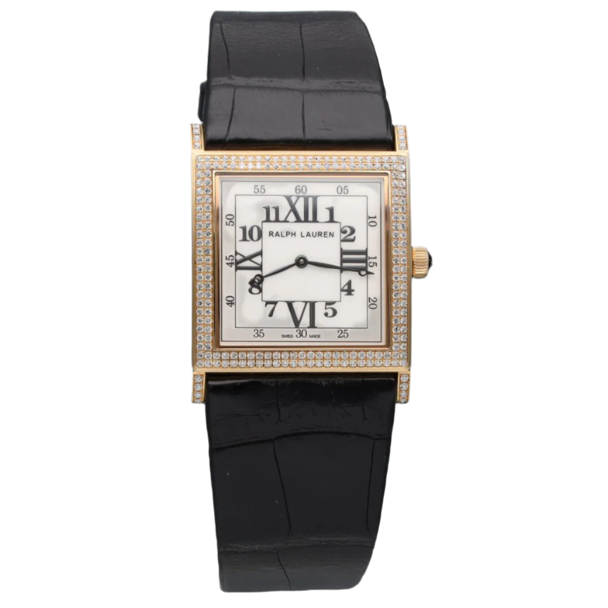 Montre RALPH LAUREN "Collection 867" en or rose, cuir et diamants - Castafiore