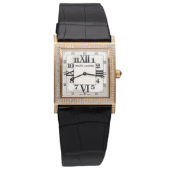Montre RALPH LAUREN "Collection 867" en or rose, cuir et diamants - Castafiore