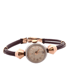 Montre ROLEX en or rose, acier et cuir - Castafiore