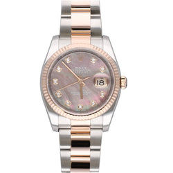 Montre ROLEX "Oyster Datejust" en or rose, acier et diamants - Castafiore