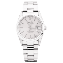 Montre ROLEX "Oyster Perpetual Date" en acier et argent - Castafiore