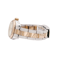 Montre Rolex, "Oyster Perpetual Datejust", or rose, acier, diamants. - Castafiore
