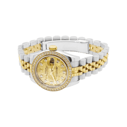 Montre ROLEX "Oyster Perpetual Lady - Datejust" en or jaune, acier et diamants - Castafiore