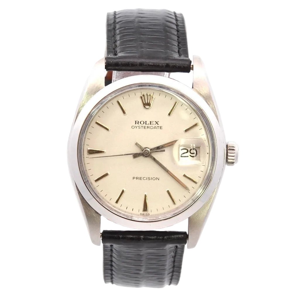 Montre ROLEX "OysterDate Precision" en cuir - Castafiore