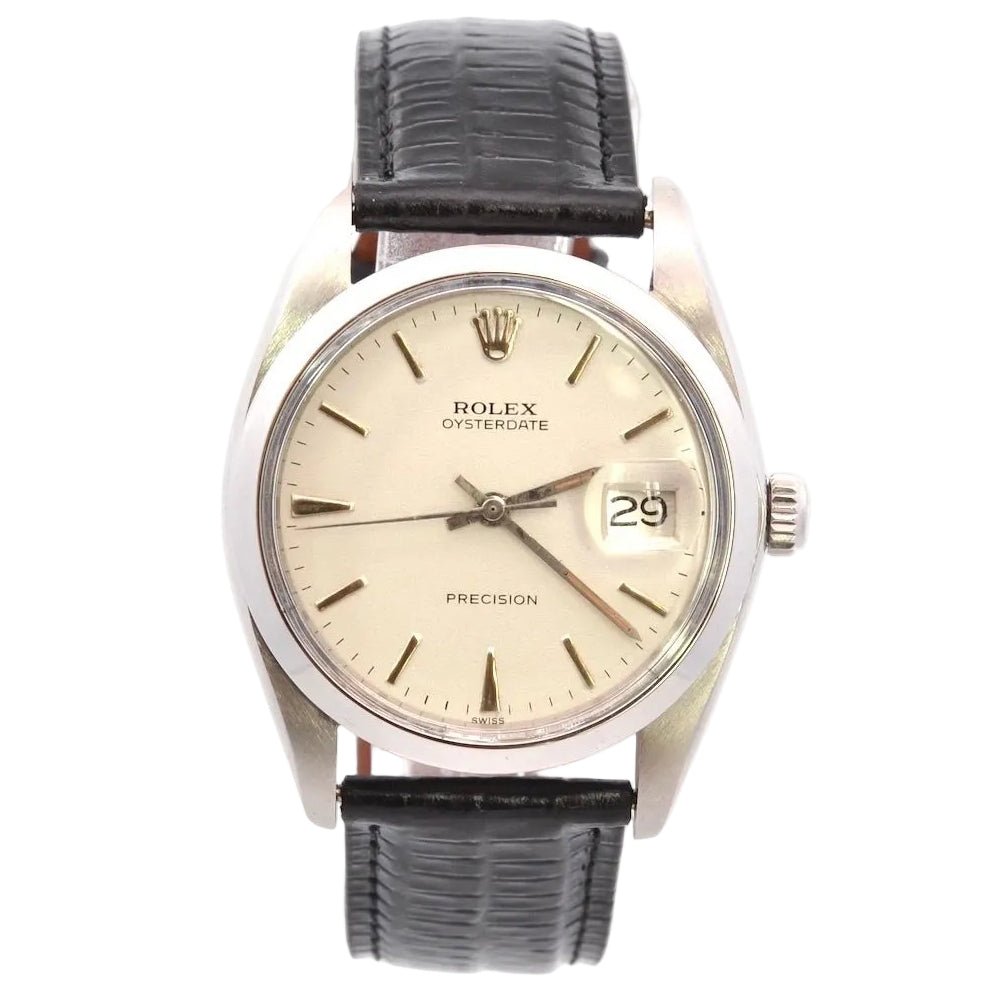 Montre ROLEX "OysterDate Precision" en cuir - Castafiore