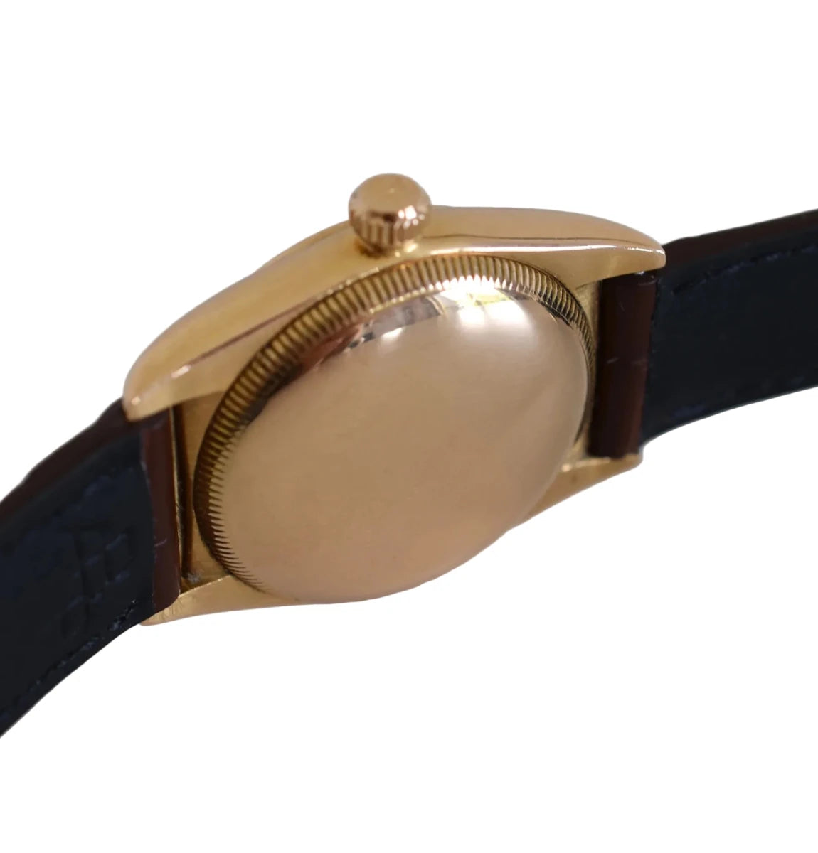 Montre ROLEX "Perpetual Ovetto Bubbleback" en or rose et cuir - Castafiore
